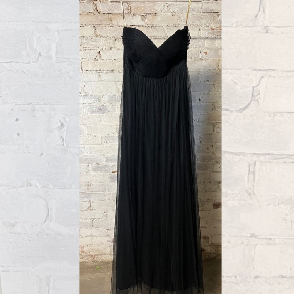 jenny yoo annabelle tulle black strapless a-line bridesmaid dress [size 8]